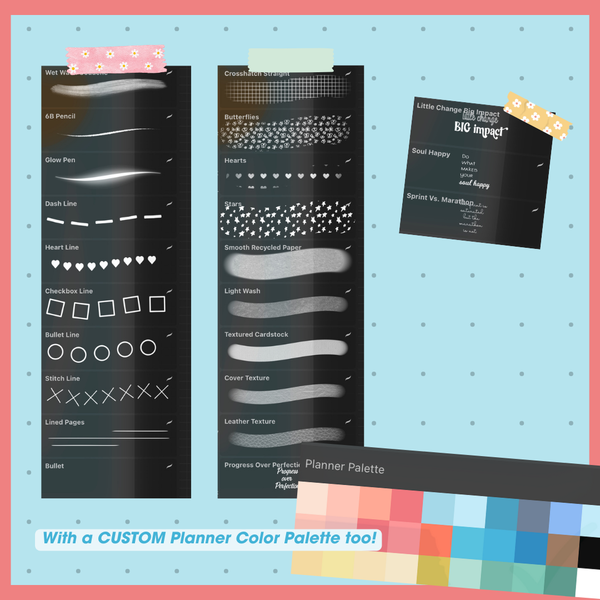 Procreate for Planners Procreate Brush & Palette Bundle