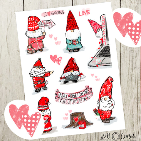 Gnome Valentine's Day Stickers